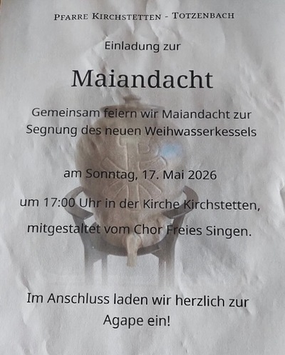 Danke Peter, dem Chor und einfach Allen die zu dieser schönen Maiandacht beigetragen haben!