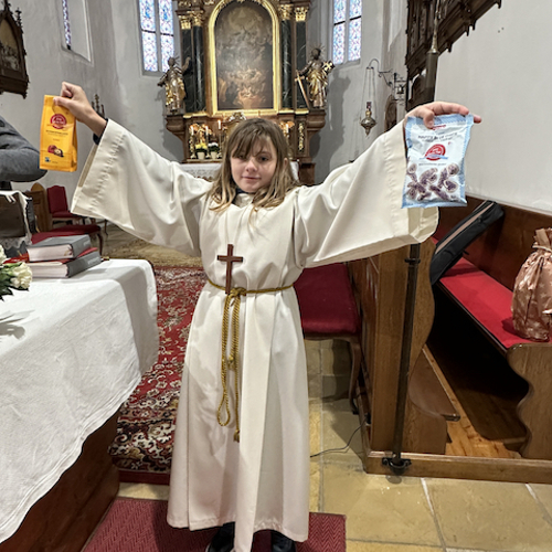 Verkauf von Schokopralinen und Chips